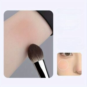 Peach Heart Blush & Powder Brush Set - Hypoallergenic Nylon Bristles, Wooden Handle, Perfect For All Skin Types - Choose 1 Or 3 Pcs