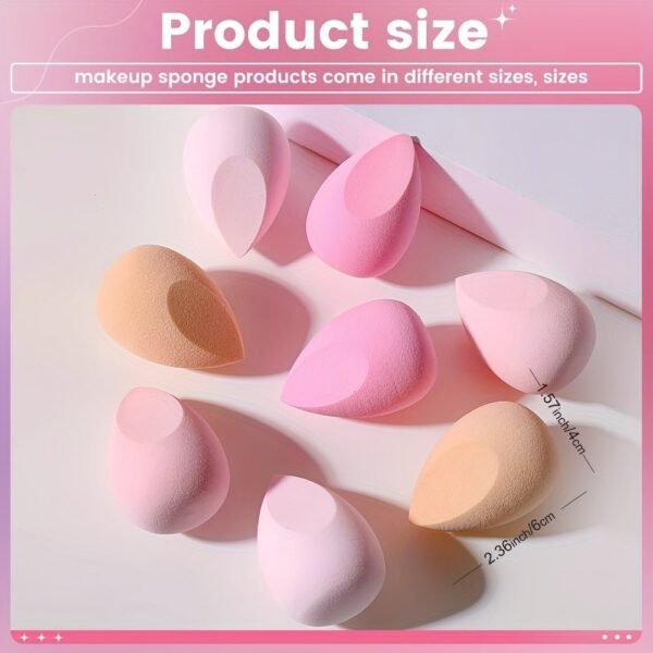 Premium Pink Makeup Sponges - 8pcs for Flawless Blending