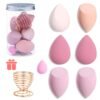 Makeup Sponges Set - Beauty sponges Blending Blenders with 1 Holder and Egg Case, Flawless for Cream, Powder and Liquid (Pink, 4Pcs+1Holder+ case)