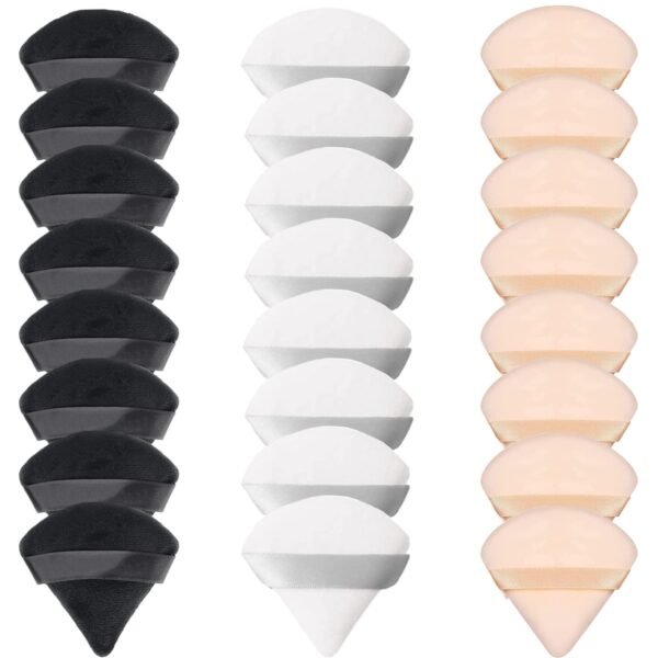 61JnLeRDgtL._SL1500 24 Pieces Powder Puff, Triangle Makeup Puff Cotton Powder Face Washable Body Powder Puff for Loose Powder Body Cosmetic Foundation Sponge Makeup Tool (8B8W8N)