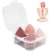 Makeup Sponges Set - Beauty sponges Blending Blenders with 1 Holder and Egg Case, Flawless for Cream, Powder and Liquid (Pink, 4Pcs+1Holder+ case)