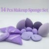 Makeup Sponge Set, 14 Pcs for Liquid Cream, and Powder Latex Free Makeup Blender Sponges Multi-colored for Makeup Application with Storage Box Purple Gifts