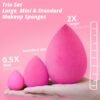 Trio Set Large, Mini and Standard Makeup Sponges with Soft and Bouncy Touch, Beauty Sponges Blender in Rose Pink for Powder, Cream and Liquid Blending