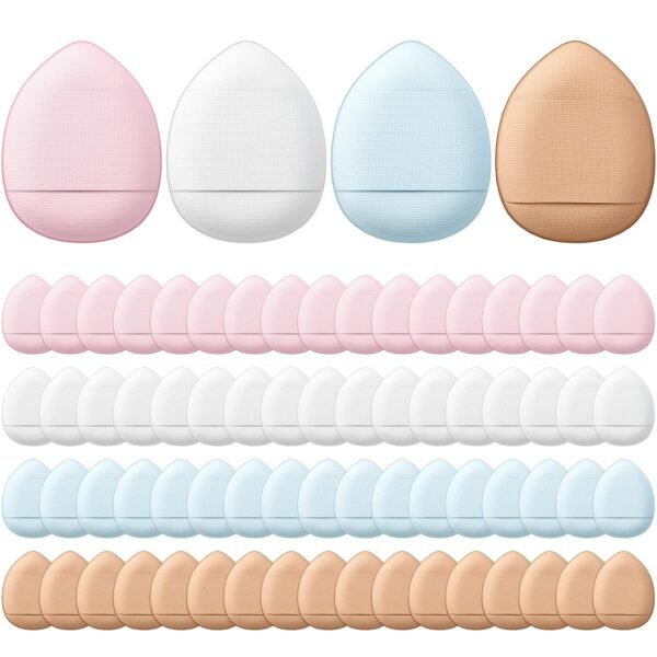 72 Pcs Finger Powder Puff Mini Makeup Sponge Soft Beauty Makeup Blender Puff for Foundation, Face Powder, Under Eye Setting, Concealer, Repair Cream, Cosmetic Tool (Pink, Beige, Blue, White)