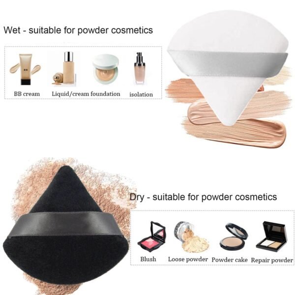 71HJMuLsFqL._SL1500 24 Pieces Powder Puff, Triangle Makeup Puff Cotton Powder Face Washable Body Powder Puff for Loose Powder Body Cosmetic Foundation Sponge Makeup Tool (8B8W8N)