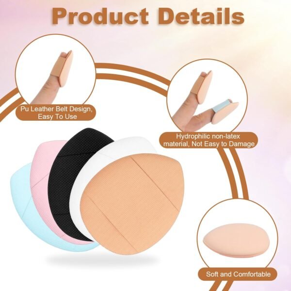 71Pu6YAn3ML._SL1500 30pcs Finger Powder Puff, Mini Puffs for Makeup, Small Powder Puff, Soft Finger Sponge Makeup for Concealer, Latex-Free Use (Dry/Wet) for Women and Girls