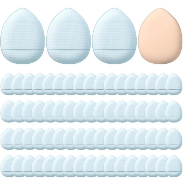 72 Pcs Finger Powder Puff Mini Makeup Sponge Soft Beauty Makeup Blender Puff for Foundation, Face Powder, Under Eye Setting, Concealer, Repair Cream, Cosmetic Tool (Pink, Beige, Blue, White)