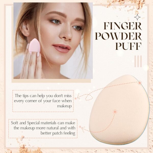 72 Pcs Finger Powder Puff Mini Makeup Sponge Soft Beauty Makeup Blender Puff for Foundation, Face Powder, Under Eye Setting, Concealer, Repair Cream, Cosmetic Tool (Pink, Beige, Blue, White)