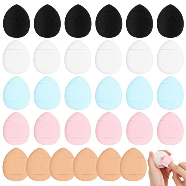 71b6mvKjT7L._SL1500 30pcs Finger Powder Puff, Mini Puffs for Makeup, Small Powder Puff, Soft Finger Sponge Makeup for Concealer, Latex-Free Use (Dry/Wet) for Women and Girls