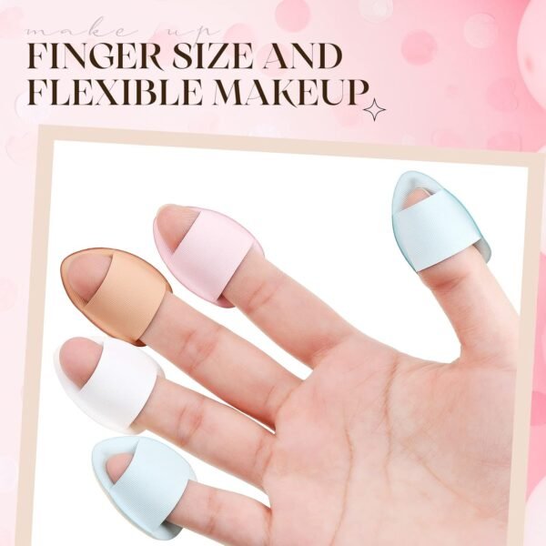 72 Pcs Finger Powder Puff Mini Makeup Sponge Soft Beauty Makeup Blender Puff for Foundation, Face Powder, Under Eye Setting, Concealer, Repair Cream, Cosmetic Tool (Pink, Beige, Blue, White)