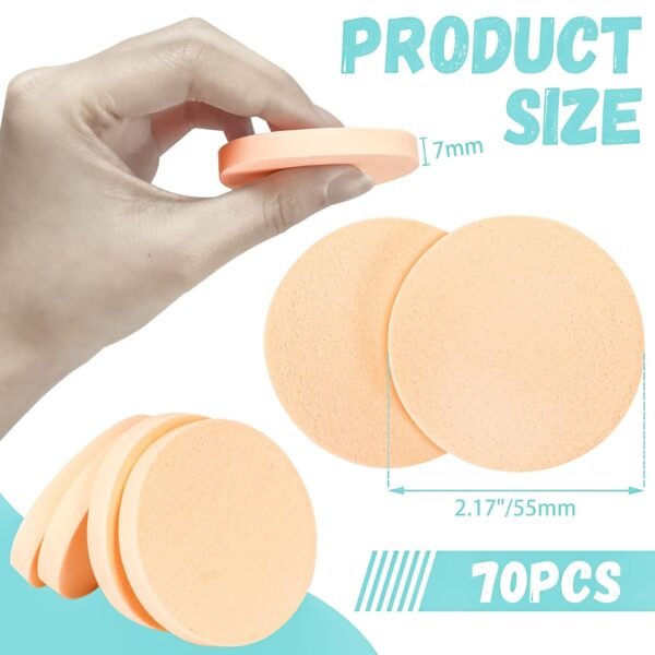100 PCS Nude Round Makeup Sponge, Cosmetic Sponge Round Foam Pad Eye Facial Powder Puff, Beauty Makeup Foundation Powder Blender for Women Lady All Skin Types Wet and Dry Dual Use