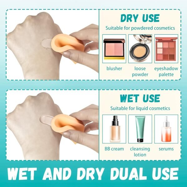 100 PCS Nude Round Makeup Sponge, Cosmetic Sponge Round Foam Pad Eye Facial Powder Puff, Beauty Makeup Foundation Powder Blender for Women Lady All Skin Types Wet and Dry Dual Use