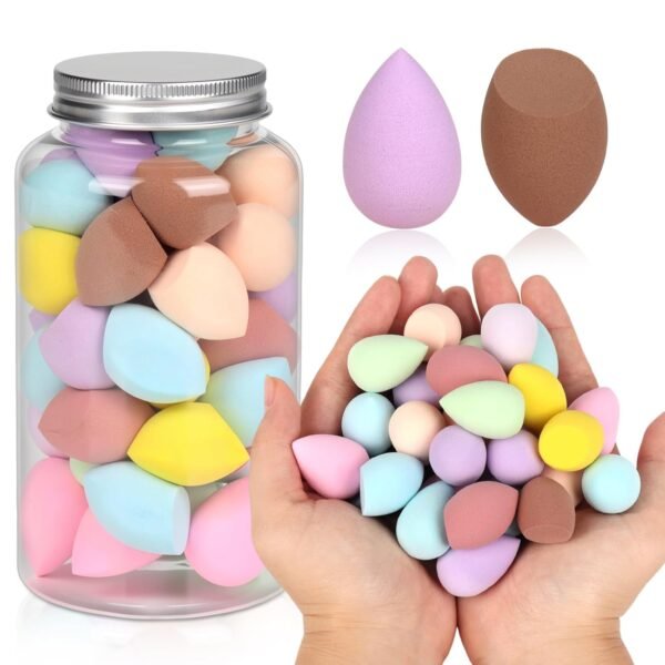 48 PCS Makeup Sponge Set,Mini Beauty Blender Sponge, Multi-Colored Beauty Blender for Face Cosmetic Applicator for Powder Teardrop and Beveled Shapes