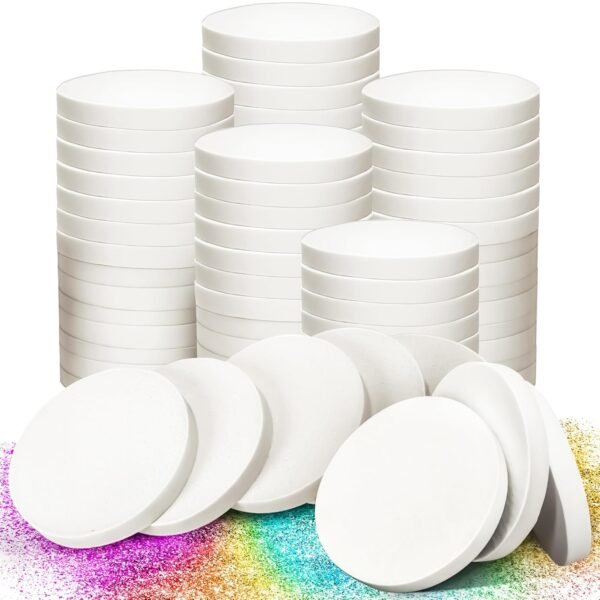 100 PCS Nude Round Makeup Sponge, Cosmetic Sponge Round Foam Pad Eye Facial Powder Puff, Beauty Makeup Foundation Powder Blender for Women Lady All Skin Types Wet and Dry Dual Use