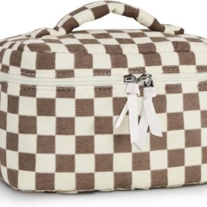 Corduroy Large Travel Quilted Makeup Bag for Women Floral Cotton Cosmetic Bag