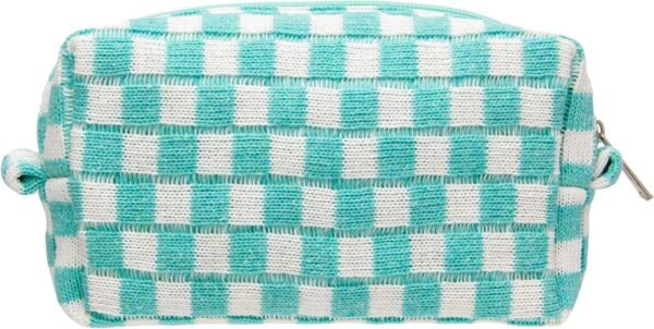 Checkered Makeup Bag for Purse Portable Zipper Make Up Pouch Small Cosmetic Case