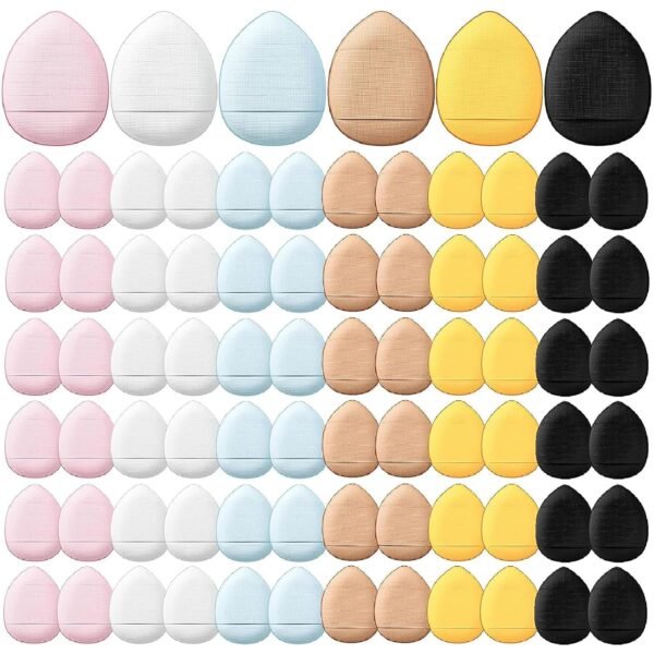 72 Pcs Finger Powder Puff Mini Makeup Sponge Soft Beauty Makeup Blender Puff for Foundation, Face Powder, Under Eye Setting, Concealer, Repair Cream, Cosmetic Tool (Pink, Beige, Blue, White)