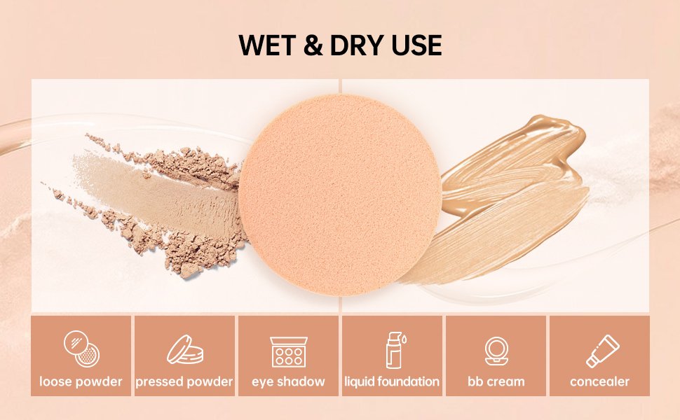 Makeup sponge round foam pads are soft enough to catch every area that needs to be covered